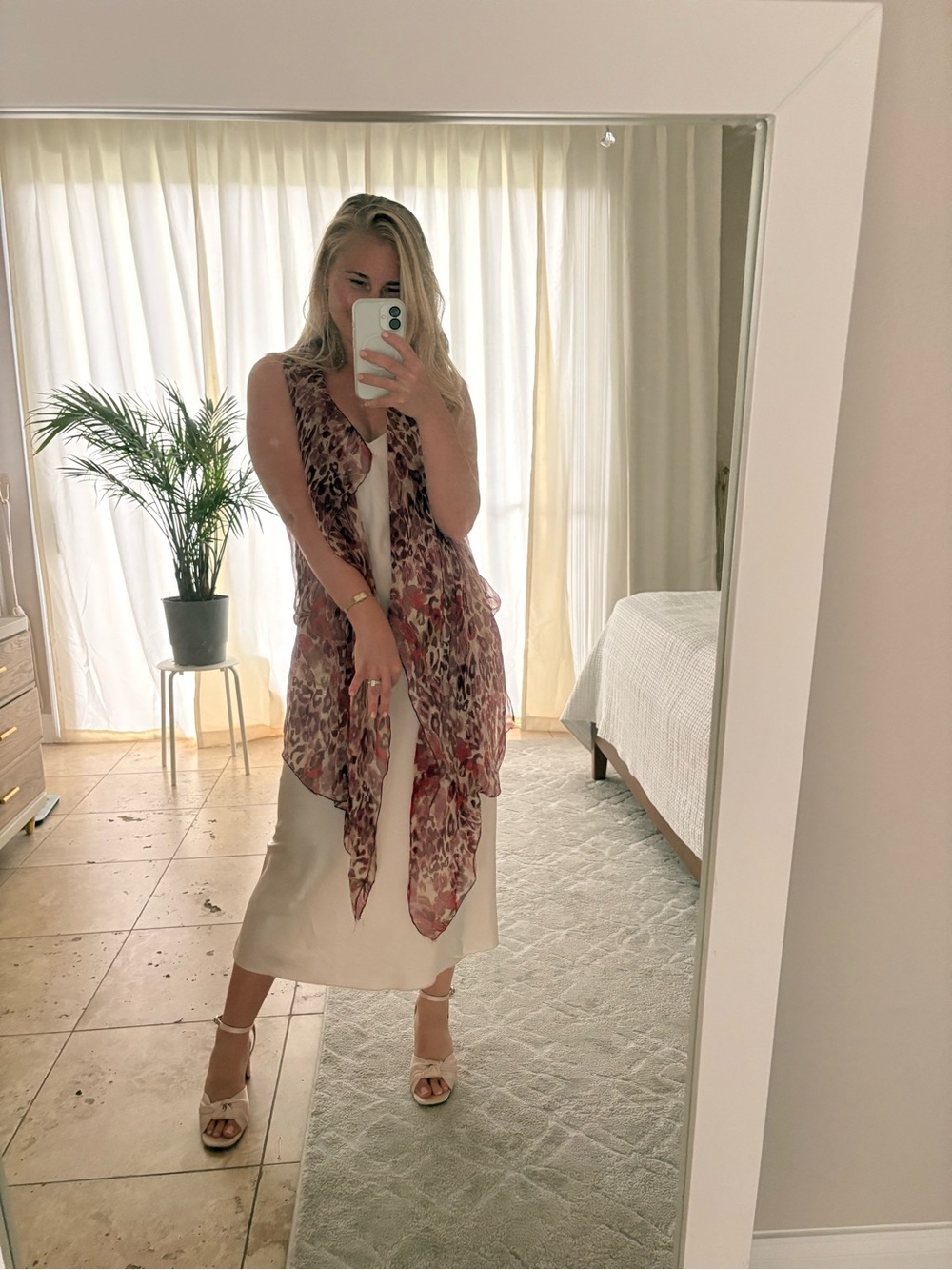 Cheetah print organza flowy vest